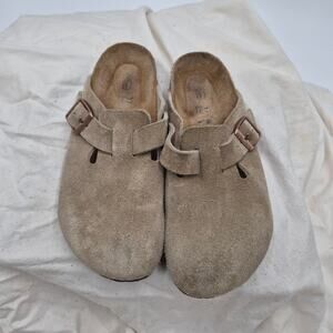 Birkenstock Suede Boston Taupe soft footbed size 37 US 6-6.5